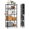 image:imageVEVOR 4Tier Foldable Storage Shelf 26W x 13D x 46H Inch Folding Metal Rack Shelving Unit No Assembly Organizer Shelf with 5 Wheels amp 4 Hooks for Pantry Kitchen Garage Basement BlackBlack