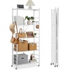 image:imageVEVOR 4Tier Foldable Storage Shelf 26W x 13D x 46H Inch Folding Metal Rack Shelving Unit No Assembly Organizer Shelf with 5 Wheels amp 4 Hooks for Pantry Kitchen Garage Basement BlackWhite