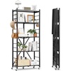 image:imageVEVOR 4Tier Foldable Storage Shelf 26W x 13D x 46H Inch Folding Metal Rack Shelving Unit No Assembly Organizer Shelf with 5 Wheels amp 4 Hooks for Pantry Kitchen Garage Basement BlackBlack