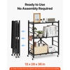 image:imageVEVOR 4Tier Foldable Storage Shelf 26W x 13D x 46H Inch Folding Metal Rack Shelving Unit No Assembly Organizer Shelf with 5 Wheels amp 4 Hooks for Pantry Kitchen Garage Basement BlackBlack