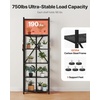 image:imageVEVOR 4Tier Foldable Storage Shelf 26W x 13D x 46H Inch Folding Metal Rack Shelving Unit No Assembly Organizer Shelf with 5 Wheels amp 4 Hooks for Pantry Kitchen Garage Basement BlackBlack