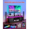 image:imageVEVOR 52 TV Stand with Mount for up to 75 in TVs Entertainment Center with Power Outlet amp LED Lights Height Adjustable TV Console with Mount with 3 Tiers Storage Cabinets for Bedroom Living RoomBlack