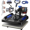 image:imageVEVOR 8 in 1 Heat Press Machine 15x15 Inch 360 Swing Away Tshirt Press Digital Professional Sublimation Heat Transfer for T Shirts Hat Cap Mug PlateBlue
