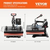image:imageVEVOR 8 in 1 Heat Press Machine 15x15 Inch 360 Swing Away Tshirt Press Digital Professional Sublimation Heat Transfer for T Shirts Hat Cap Mug PlateBlack  Red