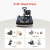 image:imageVEVOR 8 in 1 Heat Press Machine 15x15 Inch 360 Swing Away Tshirt Press Digital Professional Sublimation Heat Transfer for T Shirts Hat Cap Mug PlateBlue