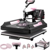 image:imageVEVOR 8 in 1 Heat Press Machine 15x15 Inch 360 Swing Away Tshirt Press Digital Professional Sublimation Heat Transfer for T Shirts Hat Cap Mug PlatePink
