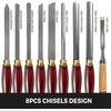 image:imageVEVOR 8Piece Wood Lathe Chisel Kit HSS Steel Blades Woodworking Turning Tools with Wooden Storage Case Ideal for Wood Root and Furniture Carving  Red