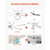 image:imageVEVOR 96 In Ceiling Fan without Light 6Speed Remote Control Aluminum 8Blade Reversible DC Motor Modern Low Profile Flush Mount Exterior Fan for Bedroom Living Room Patio IndoorOutdoor BlackBrushed Nickel