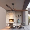 image:imageVEVOR 96 In Ceiling Fan without Light 6Speed Remote Control Aluminum 8Blade Reversible DC Motor Modern Low Profile Flush Mount Exterior Fan for Bedroom Living Room Patio IndoorOutdoor BlackWalnut