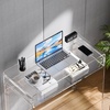 image:imageVEVOR Acrylic Desk Clear Laptop Study Desk with Storage Shelf Modern Transparent Console Table for Home Office Living Room Bedroom Entryway 335 W x 157 D x 295 H