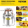 image:imageVEVOR Alcohol Still 132Gal50L Alcohol Distiller Stainless Steel Distillery Kit for Alcohol With Copper Tube amp Pump Home Brewing Kit Buildin Thermometer for DIY Whisky Wine BrandySilver