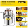 image:imageVEVOR Alcohol Still 3Gal12L Alcohol Distiller Stainless Steel Distillery Kit for Alcohol With Copper Tube Home Brewing Kit Buildin Thermometer for DIY Whisky Wine Brandy5Gal