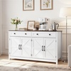 image:imageVEVOR Buffet Cabinet Farmhouse Sideboard Cabinet with Drawer 30 Coffee Bar Cabinet with Adjustable Shelves amp 2 Barn Door Sideboard Buffet Station for Living Room Entryway Kitchen WhiteWhite