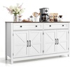 image:imageVEVOR Buffet Cabinet Farmhouse Sideboard Cabinet with Drawer 30 Coffee Bar Cabinet with Adjustable Shelves amp 2 Barn Door Sideboard Buffet Station for Living Room Entryway Kitchen WhiteWhite