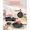 image:imageVEVOR Cast Iron Skillet 4Piece Frying Pan Set 6 8 10 12 in Skillets with HeatResistant Silicone Handle PreSeasoned Chefs Pan Kitchen Cookware for Oven Gas Electrical Induction BlackCast Iron