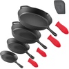 image:imageVEVOR Cast Iron Skillet 4Piece Frying Pan Set 6 8 10 12 in Skillets with HeatResistant Silicone Handle PreSeasoned Chefs Pan Kitchen Cookware for Oven Gas Electrical Induction BlackCast Iron