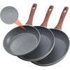 image:imageVEVOR Cast Iron Skillet 4Piece Frying Pan Set 6 8 10 12 in Skillets with HeatResistant Silicone Handle PreSeasoned Chefs Pan Kitchen Cookware for Oven Gas Electrical Induction BlackAluminum
