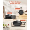 image:imageVEVOR Cast Iron Skillet 4Piece Frying Pan Set 6 8 10 12 in Skillets with HeatResistant Silicone Handle PreSeasoned Chefs Pan Kitchen Cookware for Oven Gas Electrical Induction BlackCast Iron