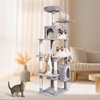 image:imageVEVOR Cat Tree for Indoor Cats 72 Cat Tower with 2 Cat Condos Sisal Scratching Post Hammock Top Perch Jumping Platforms Large Cat Furniture Activity Center with Hang Ball Light Grey