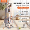 image:imageVEVOR Cat Tree for Indoor Cats 72 Cat Tower with 2 Cat Condos Sisal Scratching Post Hammock Top Perch Jumping Platforms Large Cat Furniture Activity Center with Hang Ball Light Grey