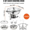 image:imageVEVOR Chafing Dish Buffet Set 5 Qt 4 Pack Stainless Steel Chafer with 4 Full Size Pan Round Catering Warmer Server with Glass Lid Water Pan Folding Stand Fuel Holder for Wedding Banquet GoldSilver