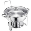 image:imageVEVOR Chafing Dish Buffet Set 5 Qt 4 Pack Stainless Steel Chafer with 4 Full Size Pan Round Catering Warmer Server with Glass Lid Water Pan Folding Stand Fuel Holder for Wedding Banquet GoldSilver