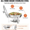 image:imageVEVOR Chafing Dish Buffet Set 5 Qt 4 Pack Stainless Steel Chafer with 4 Full Size Pan Round Catering Warmer Server with Glass Lid Water Pan Folding Stand Fuel Holder for Wedding Banquet GoldSilver