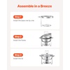 image:imageVEVOR Chafing Dish Buffet Set 5 Qt 4 Pack Stainless Steel Chafer with 4 Full Size Pan Round Catering Warmer Server with Glass Lid Water Pan Folding Stand Fuel Holder for Wedding Banquet GoldSilverwhite