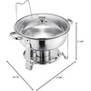 image:imageVEVOR Chafing Dish Buffet Set 5 Qt 4 Pack Stainless Steel Chafer with 4 Full Size Pan Round Catering Warmer Server with Glass Lid Water Pan Folding Stand Fuel Holder for Wedding Banquet GoldSilverwhite