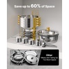 image:imageVEVOR Chafing Dish Buffet Set 5 Qt 4 Pack Stainless Steel Chafer with 4 Full Size Pan Round Catering Warmer Server with Glass Lid Water Pan Folding Stand Fuel Holder for Wedding Banquet GoldGold