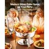 image:imageVEVOR Chafing Dish Buffet Set 5 Qt 4 Pack Stainless Steel Chafer with 4 Full Size Pan Round Catering Warmer Server with Glass Lid Water Pan Folding Stand Fuel Holder for Wedding Banquet GoldSilver