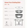 image:imageVEVOR Chafing Dish Buffet Set 5 Qt 4 Pack Stainless Steel Chafer with 4 Full Size Pan Round Catering Warmer Server with Glass Lid Water Pan Folding Stand Fuel Holder for Wedding Banquet GoldSilverwhite