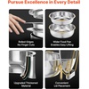 image:imageVEVOR Chafing Dish Buffet Set 5 Qt 4 Pack Stainless Steel Chafer with 4 Full Size Pan Round Catering Warmer Server with Glass Lid Water Pan Folding Stand Fuel Holder for Wedding Banquet GoldGold
