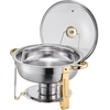 image:imageVEVOR Chafing Dish Buffet Set 5 Qt 4 Pack Stainless Steel Chafer with 4 Full Size Pan Round Catering Warmer Server with Glass Lid Water Pan Folding Stand Fuel Holder for Wedding Banquet GoldGold