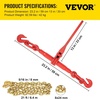 image:imageVEVOR Chain Load Binder 516 Tie Down Kit w 7100LBS Working Load Capacity and Two Grab Hooks Includes 4 Ratchet Binders  4 21 Grade 80 Chains Transport Load Package for Hauling Towing4P 21ft