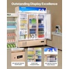 image:imageVEVOR Commercial Merchandiser Refrigerator 2 Glass Doors 23 Cubic Ft Upright Display Beverage Cooler 79 Tall x 394 Width Fridge with LED Lighting for Drink Wine Soda Gold35 cuft