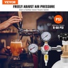 image:imageVEVOR Double Gauge Regulator CO2 Regulator Gauge with 060PSI Heavy Duty CO2 Gauge Gas System Draft Beer Regulator with Check Valve Adjustable Pressure Regulator for Draft Beer Homebrew CGA320Double Gauge Regulator
