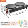 image:imageVEVOR Electric Crepe Maker 16Inch Commercial Crepe Machine 1700W Flat Plate Crepe Griddle Nonstick Stainless Steel Pancake Making Machine Desktop Circular Cereals Pancake Stove with Temp Control16 inch Double  3400 W