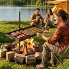 image:imageVEVOR Folding Campfire Grill Heavy Duty Steel Mesh Grate 224 Portable Camping Grates Over Fire Pit Camp Fire Cooking Equipment with Legs Carrying Bag Grilling Rack for Outdoor Open Flame Cooking2412 inch Swivel