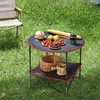 image:imageVEVOR Folding Camping Table Portable Roll Up Side Tables Lightweight Aluminum Beach Table for Outdoor BBQ Tailgating Picnic Travel 47 inchBlackRed