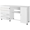 image:imageVEVOR Folding Sewing Table Multipurpose Sewing Machine Table with Compact Design Wheels Shelves Storage Trays Wooden Pegs and Magnetic Doors Sewing Desk Cabinet for Sewing Machine WhiteWhite w Cabinet