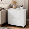 image:imageVEVOR Folding Sewing Table Multipurpose Sewing Machine Table with Compact Design Wheels Shelves Storage Trays Wooden Pegs and Magnetic Doors Sewing Desk Cabinet for Sewing Machine WhiteWhite w Cabinet