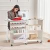 image:imageVEVOR Folding Sewing Table Multipurpose Sewing Machine Table with Compact Design Wheels Shelves Storage Trays Wooden Pegs and Magnetic Doors Sewing Desk Cabinet for Sewing Machine WhiteWhite wo Cabinet