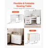 image:imageVEVOR Folding Sewing Table Multipurpose Sewing Machine Table with Compact Design Wheels Shelves Storage Trays Wooden Pegs and Magnetic Doors Sewing Desk Cabinet for Sewing Machine WhiteNatural White w Cabinet