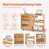 image:imageVEVOR Folding Sewing Table Multipurpose Sewing Machine Table with Compact Design Wheels Shelves Storage Trays Wooden Pegs and Magnetic Doors Sewing Desk Cabinet for Sewing Machine WhiteBrown wo Cabinet