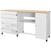 image:imageVEVOR Folding Sewing Table Multipurpose Sewing Machine Table with Compact Design Wheels Shelves Storage Trays Wooden Pegs and Magnetic Doors Sewing Desk Cabinet for Sewing Machine WhiteNatural White w Cabinet