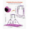 image:imageVEVOR Gymnastic Bars for Kids 140 lbs Capacity Folding Training Kip Bar with Mat 5 Adjustable Height Gymnastic Horizontal Bar Home Training Equipment for Indoor Outdoor Easy AssemblePurple Mat