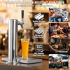image:imageVEVOR Kegerator Tower Kit Dual Taps Beer Conversion Kit Stainless Steel Keg Beer Tower Dispenser with Dual Gauge CGA320 Regulator amp DSystem Keg Coupler Beer Drip Tray for Party HomeSingle Tap