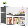 image:imageVEVOR Kids Storage Bench Wooden Toy Box Chest Large Storage Cabinet with Safety Hinge Toddlers Retro Storage Bench for Playroom Living Room or Entryway 297 x 153 x 189 in Easy Assembly BrownWhite
