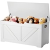 image:imageVEVOR Kids Storage Bench Wooden Toy Box Chest Large Storage Cabinet with Safety Hinge Toddlers Retro Storage Bench for Playroom Living Room or Entryway 297 x 153 x 189 in Easy Assembly BrownWhite